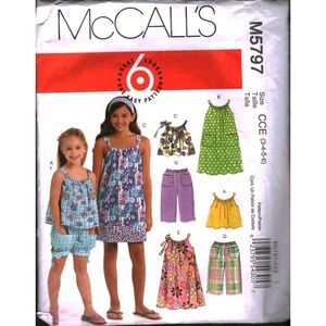 McCall's M5797 Childrens Girls Tops Dresses Shorts Pants Sewing Pattern Size 3-6